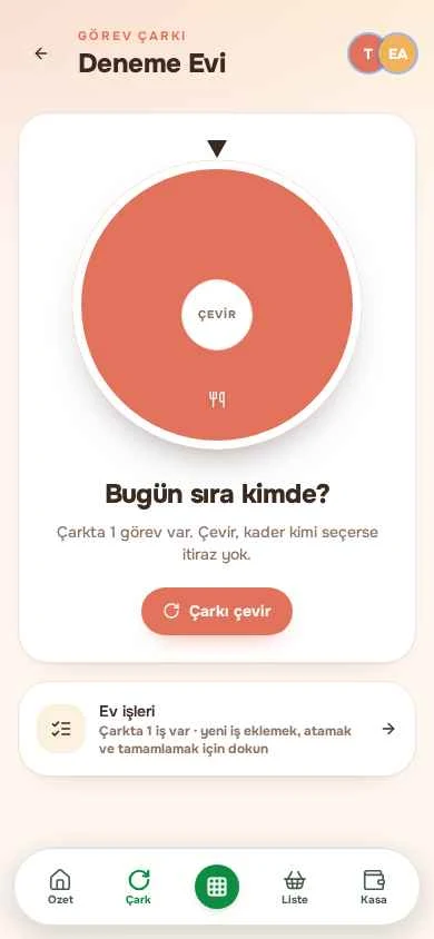 EV İŞLERİ — Kime hangi iş, ne sıklıkla belli; yapan puanı kapar.