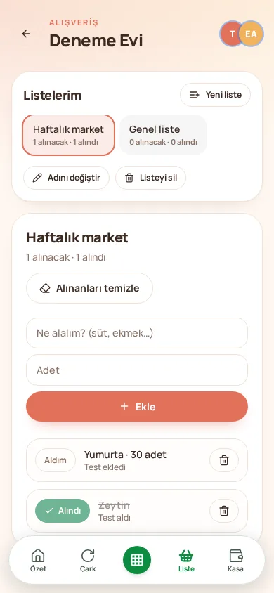 Alışveriş Listeleri